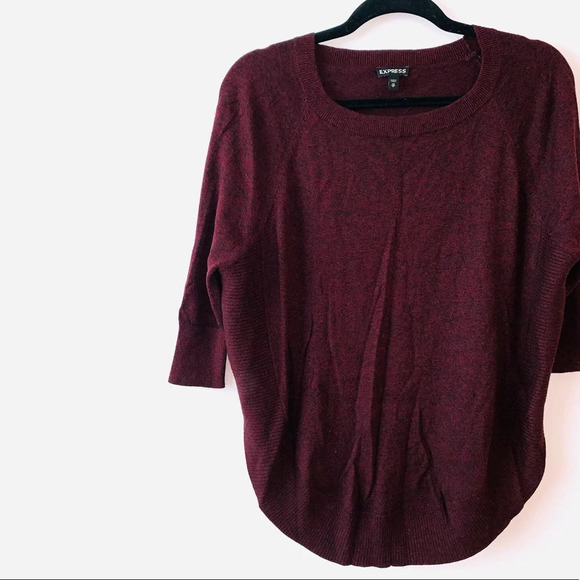 Express Dark Red Flecked Round Hem Oversized Sweater Xsmall Women’s - Picture 8 of 12